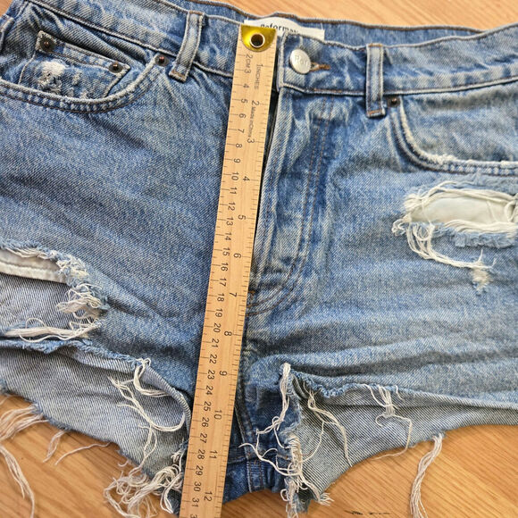 Reformation Womens Dixie High-Rise Denim Shorts 25 Distressed Raw Hem Button Fly - Picture 12 of 12